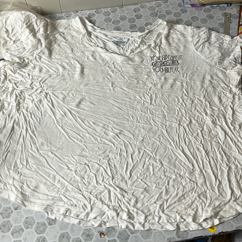 Boutique + 3X White Short Sleeve You Break if You Buy It Graphic T
